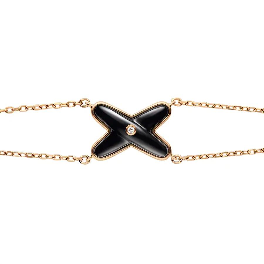 [Demi jewelry]JEUX BRACELET ONYX PINK GOLD 1 DIAMOND