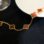 [Demi jewelry] CLOVER 5 MOTIF RED CORNELIAN BRACELET COLLECTION-new