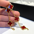 [Demi jewelry] CLOVER 5 MOTIF RED CORNELIAN BRACELET COLLECTION