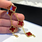 [Demi jewelry] CLOVER 5 MOTIF RED CORNELIAN BRACELET COLLECTION-new