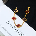 [Demi jewelry] CLOVER 5 MOTIF RED CORNELIAN BRACELET COLLECTION-new
