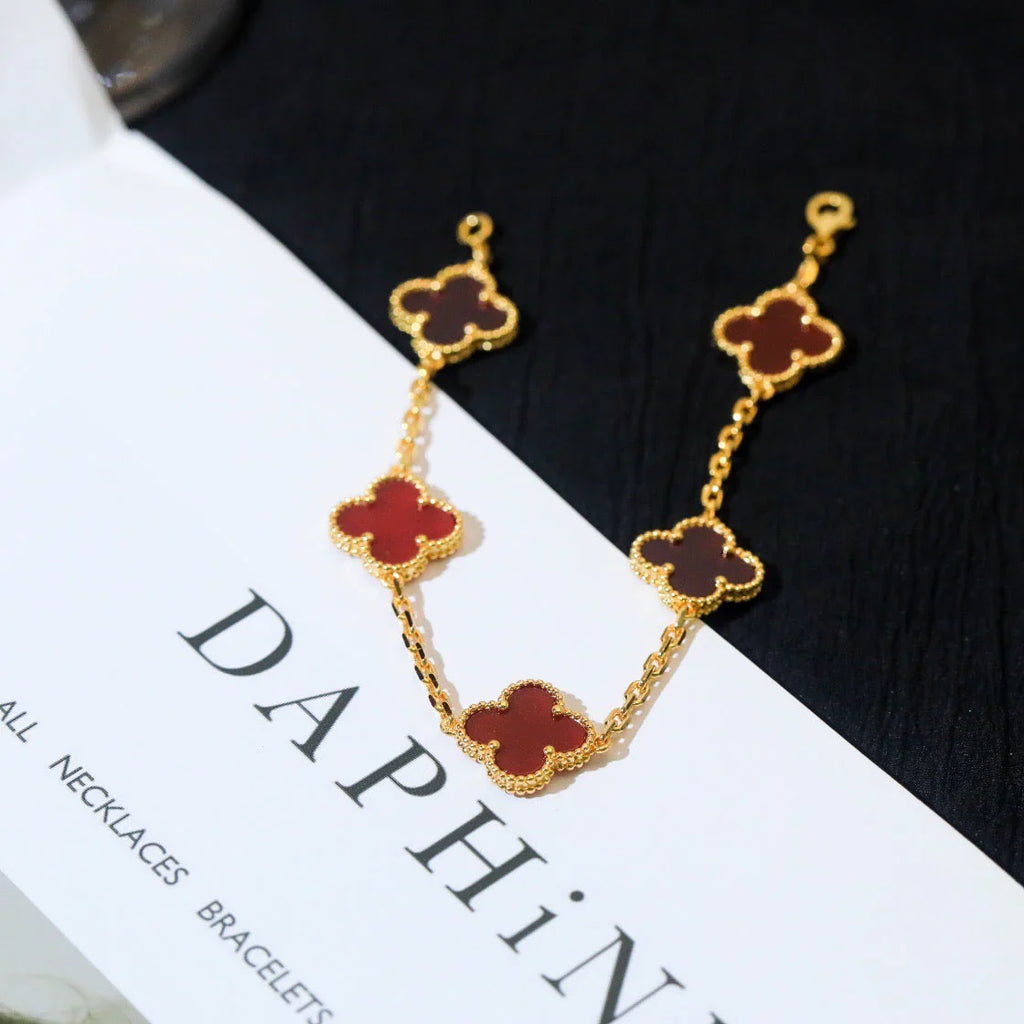 [Demi jewelry] CLOVER 5 MOTIF RED CORNELIAN BRACELET COLLECTION