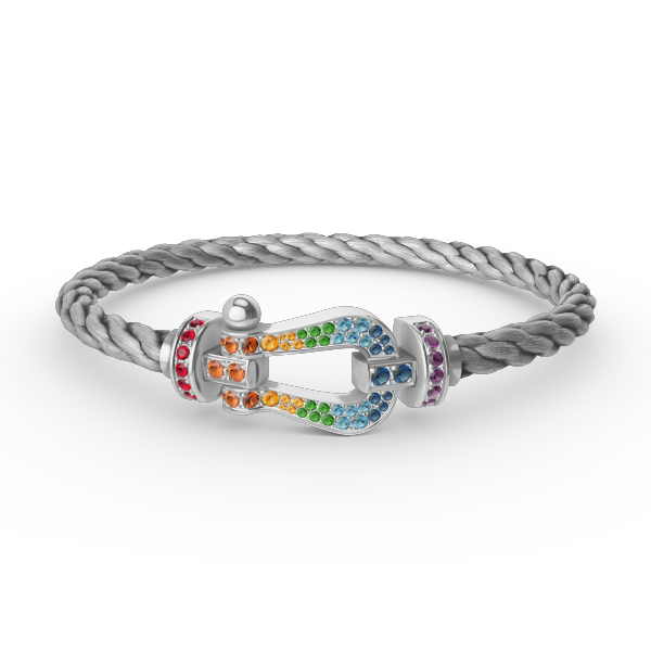 [Demi jewelry]FORC LARGE HORSESHOE  COLORED DIAMOND BRACELET SILVER