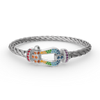 [Demi jewelry]FORC LARGE HORSESHOE  COLORED DIAMOND BRACELET SILVER