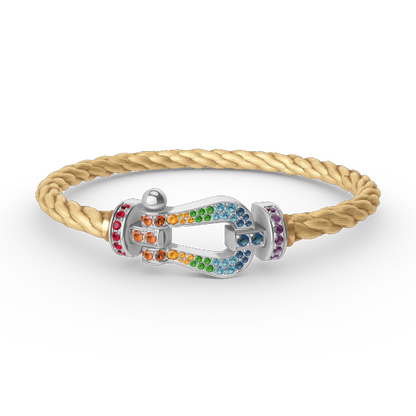 [Mystic]FORC LARGE HORSESHOE  COLORED DIAMOND BRACELET SILVER
