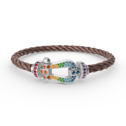 [Mystic]FORC LARGE HORSESHOE  COLORED DIAMOND BRACELET SILVER