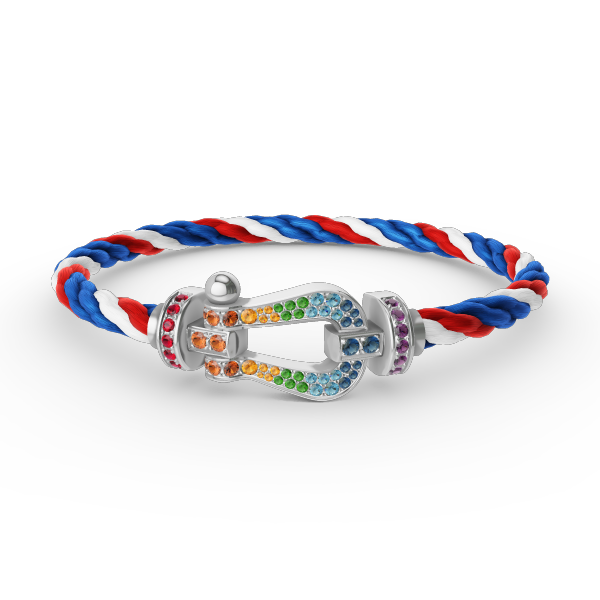 [Demi jewelry]FORC LARGE HORSESHOE  COLORED DIAMOND BRACELET SILVER