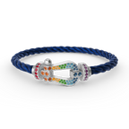 [Demi jewelry]FORC LARGE HORSESHOE  COLORED DIAMOND BRACELET SILVER