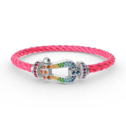 [Mystic]FORC LARGE HORSESHOE  COLORED DIAMOND BRACELET SILVER