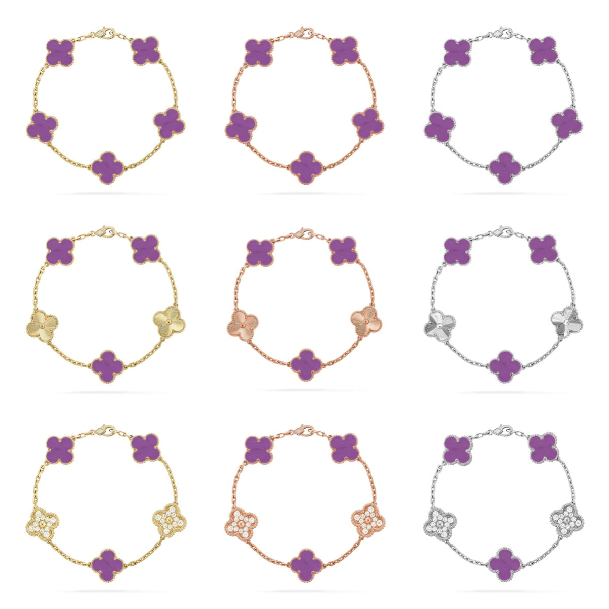 [Demi jewelry] CLOVER 5 MOTIF VIOLET BRACELET COLLECTION-new