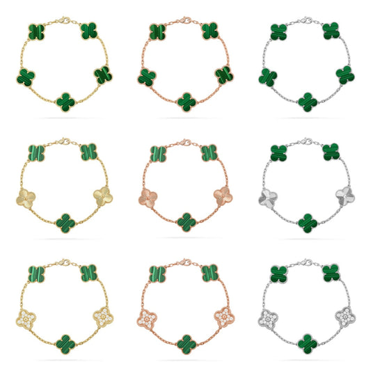 [Mystic] CLOVER 5 MOTIF MALACHITE BRACELET COLLECTION