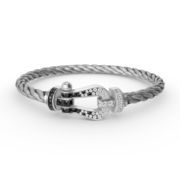 [Demi jewelry]FORCE LARGE HORSESHOE BLACK WHITE DIAMOND BRACELET SILVER