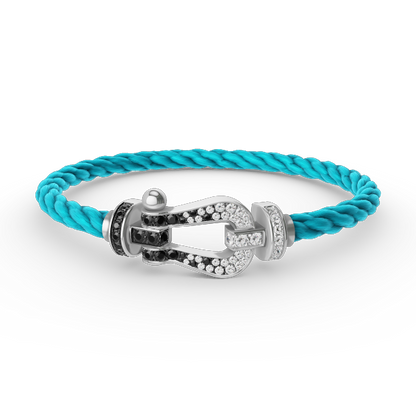 [Mystic]FORCE LARGE HORSESHOE BLACK WHITE DIAMOND BRACELET SILVER