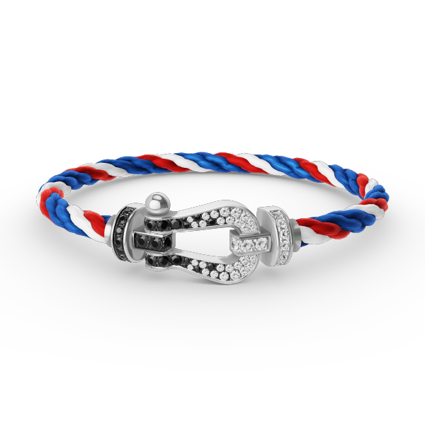 [Demi jewelry]FORCE LARGE HORSESHOE BLACK WHITE DIAMOND BRACELET SILVER