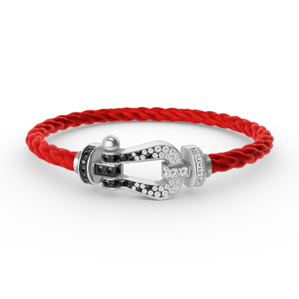 [Demi jewelry]FORCE LARGE HORSESHOE BLACK WHITE DIAMOND BRACELET SILVER