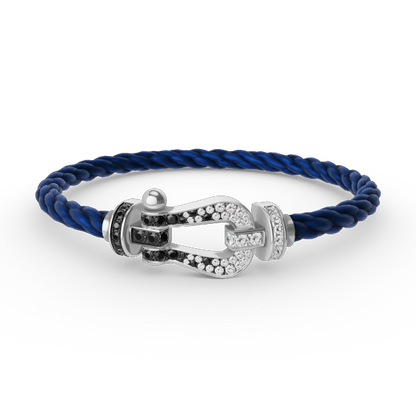 [Mystic]FORCE LARGE HORSESHOE BLACK WHITE DIAMOND BRACELET SILVER