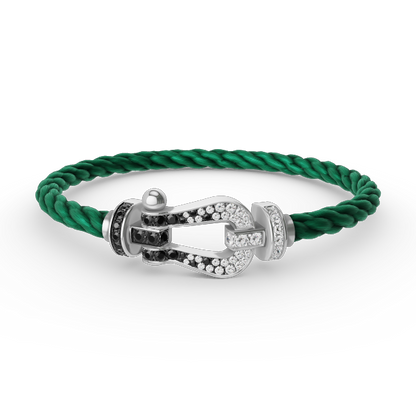 [Mystic]FORCE LARGE HORSESHOE BLACK WHITE DIAMOND BRACELET SILVER