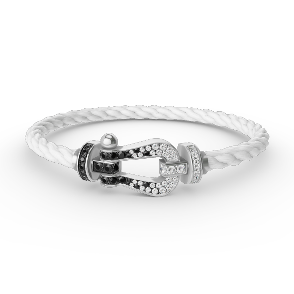 [Demi jewelry]FORCE LARGE HORSESHOE BLACK WHITE DIAMOND BRACELET SILVER