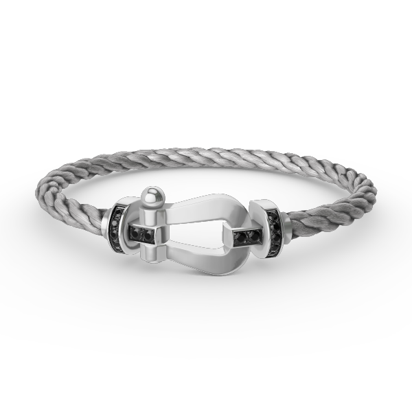 [Demi jewelry]FORCE LARGE HORSESHOE BLACK DIAMOND BRACELET SILVER