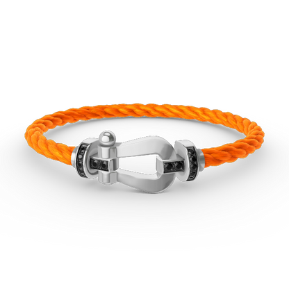 [Mystic]FORCE LARGE HORSESHOE BLACK DIAMOND BRACELET SILVER