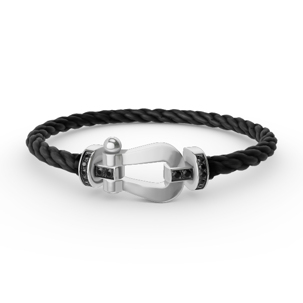 [Demi jewelry]FORCE LARGE HORSESHOE BLACK DIAMOND BRACELET SILVER
