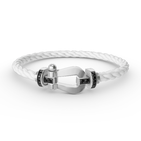 [Demi jewelry]FORCE LARGE HORSESHOE BLACK DIAMOND BRACELET SILVER