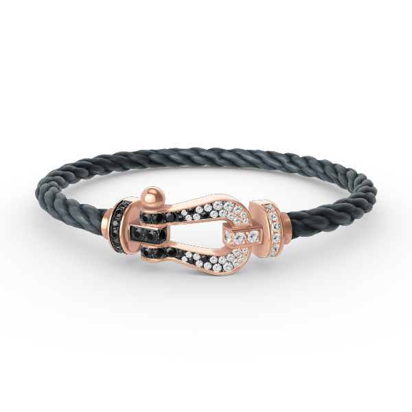 [Demi jewelry]FORCE LARGE HORSESHOE BLACK WHITE DIAMOND BRACELET ROSE GOLD