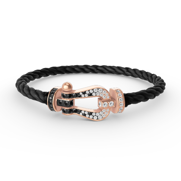 [Demi jewelry]FORCE LARGE HORSESHOE BLACK WHITE DIAMOND BRACELET ROSE GOLD