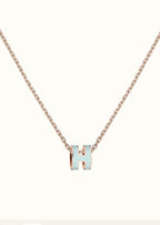 [Demi jewelry]POP H LIGHT BLUE NECKLACE
