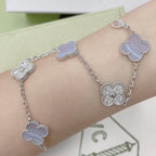 [Demi jewelry] CLOVER 5 MOTIF PURPLE CHALCEDONY BRACELET COLLECTION