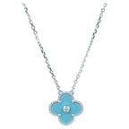 [Demi jewelry]CLOVER 15MM DIAMOND SVRES PORCELAIN  NECKLACE SILVER