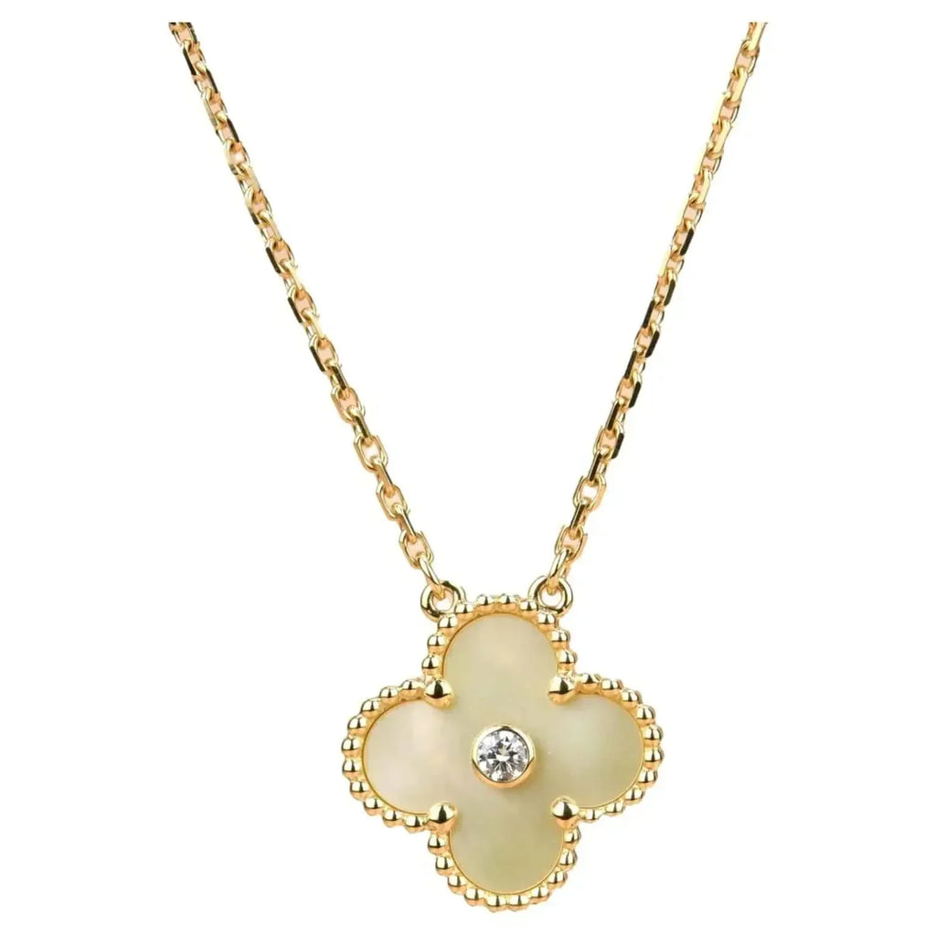 [Demi jewelry]CLOVER 15MM DIAMOND GOLD MOTHER OF PEARL NECKLACE