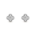 [Demi jewelry]CLOVER 1 MOTIFS DIAMOND STUD EARRINGS SILVER