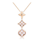 [Demi jewelry]COLOR BLOSSOM LARIAT NECKLACE PINK GOLD WHITE MOTHER PEARL AND DIAMOND