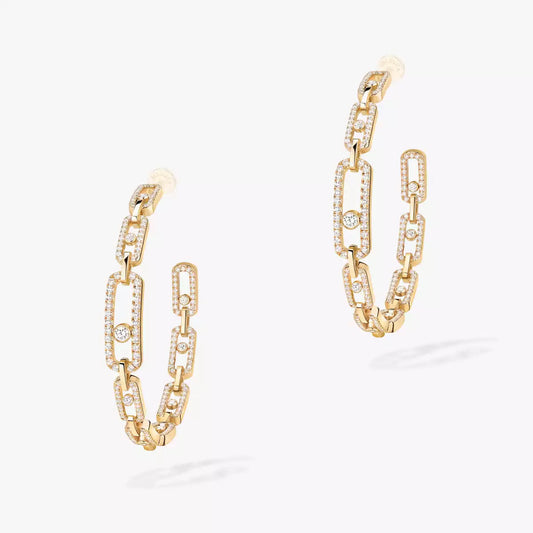 [[Mystic ]Move Link Diamond Hoop Earrings
