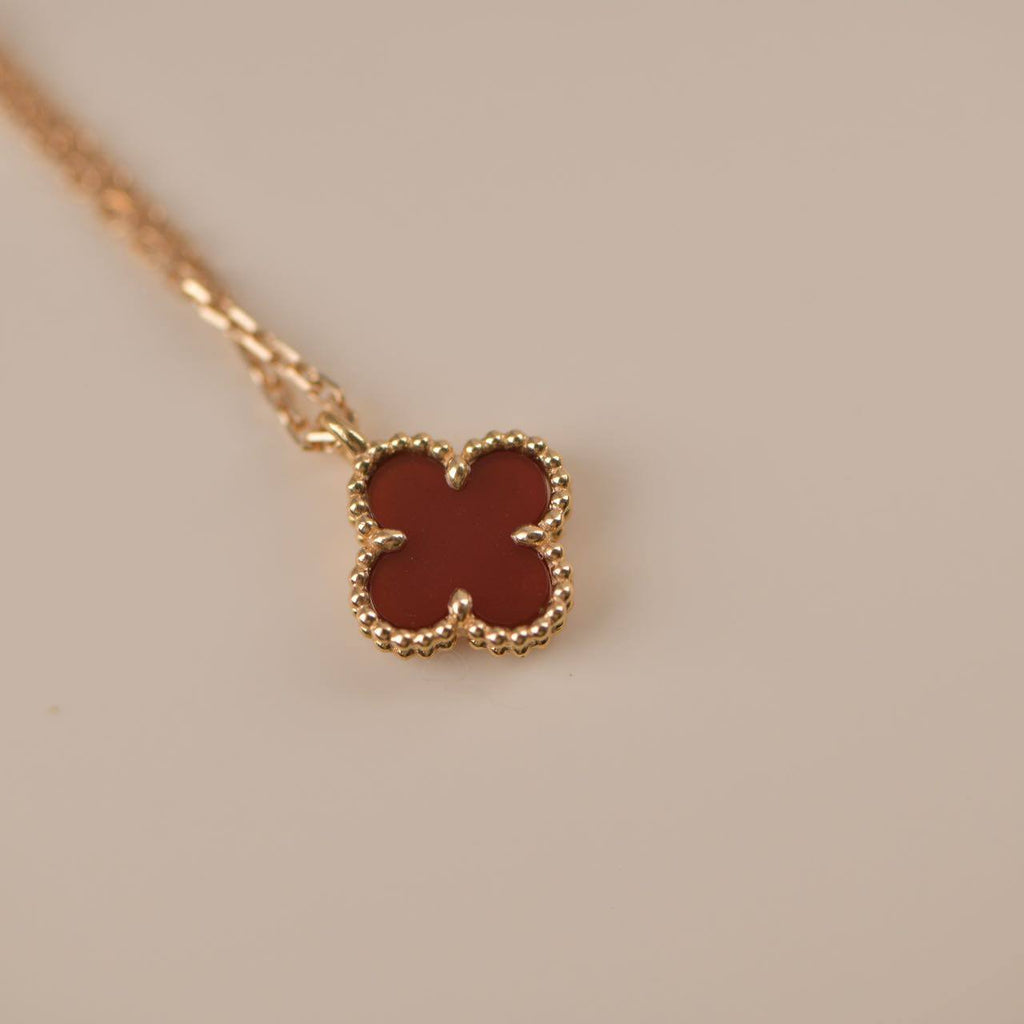 [Demi jewelry]CLOVER MINI 9.5MM WHITE CARNELIANS NECKLACE