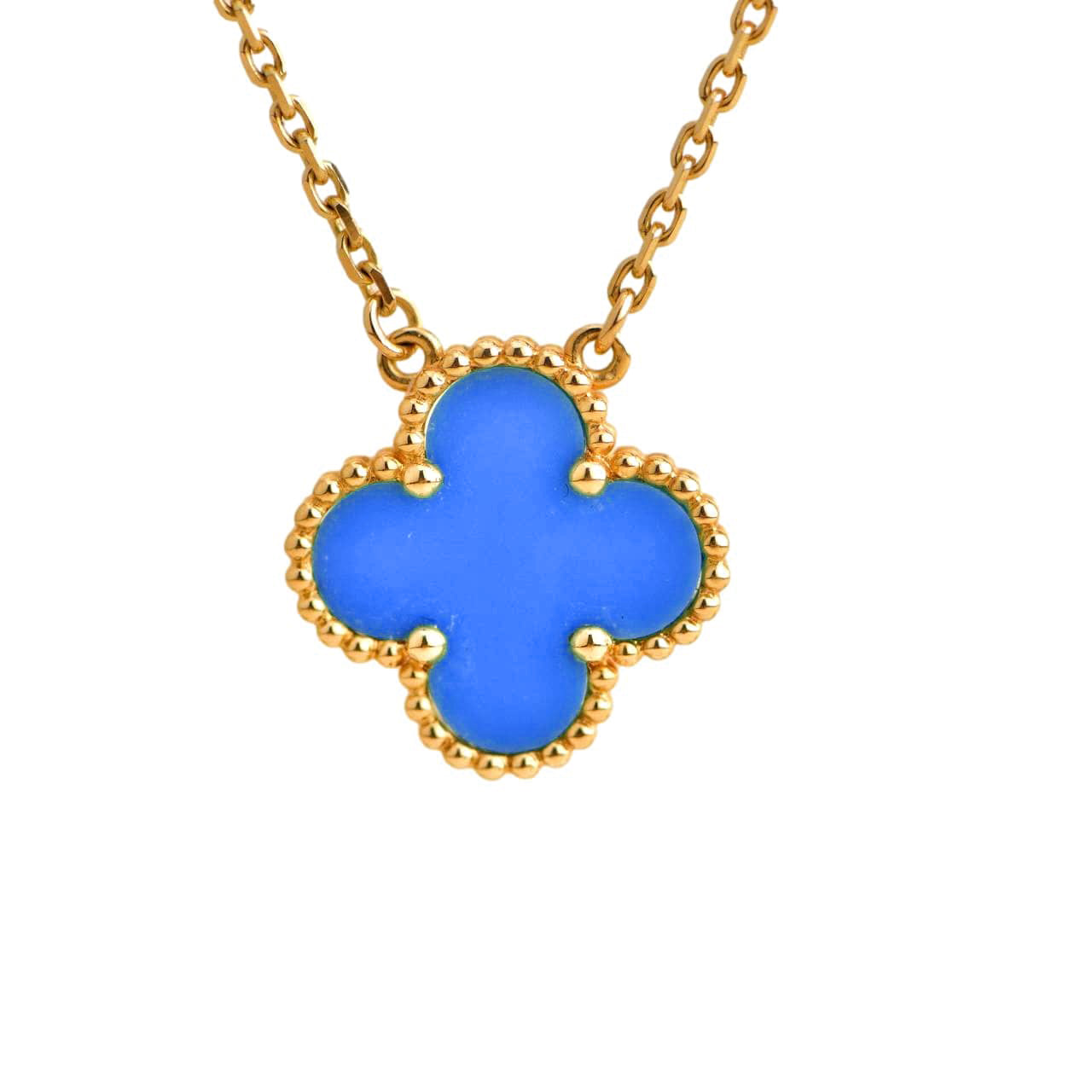 [Demi jewelry]CLOVER 15MM BLUE AGATE NECKLACE