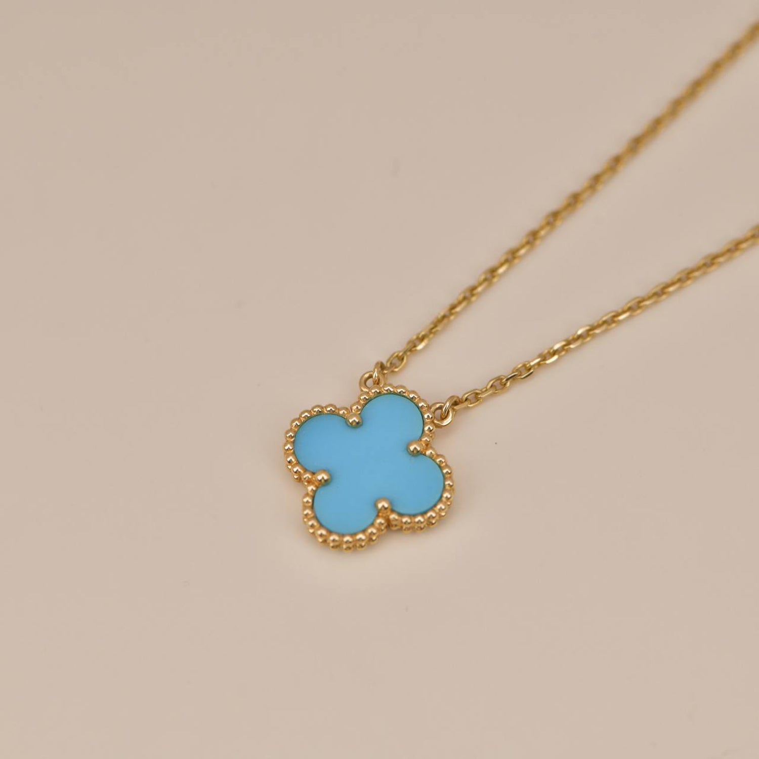 [Demi jewelry]CLOVER 15MM VINTAGE TURQUOISE NECKLACE