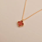 [Demi jewelry]CLOVER MINI 9.5MM WHITE CARNELIANS NECKLACE