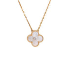 [Demi jewelry]CLOVER 15MM DIAMOND WHITE FRITILLARIA NECKLACE