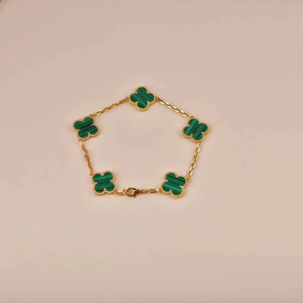 [Demi jewelry] CLOVER 5 MOTIF MALACHITE BRACELET COLLECTION-new