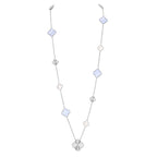[Demi jewelry]DETACHABLE CLOVER 15(11+4) FLOWER SILVER NECKLACE SET