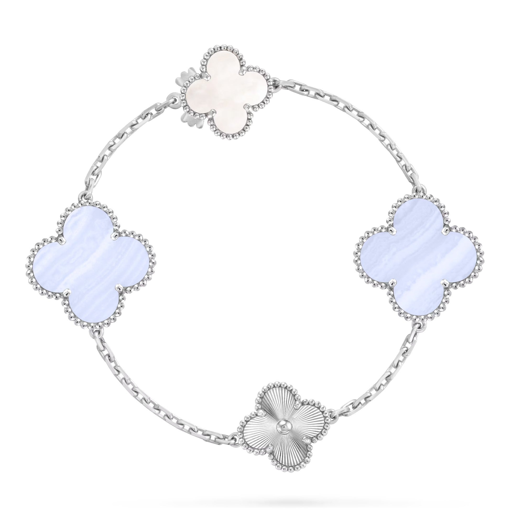[Demi jewelry]DETACHABLE CLOVER 15(11+4) FLOWER SILVER NECKLACE SET