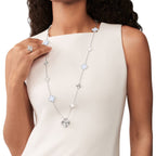 [Demi jewelry]DETACHABLE CLOVER 15(11+4) FLOWER SILVER NECKLACE SET