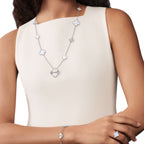 [Demi jewelry]DETACHABLE CLOVER 15(11+4) FLOWER SILVER NECKLACE SET