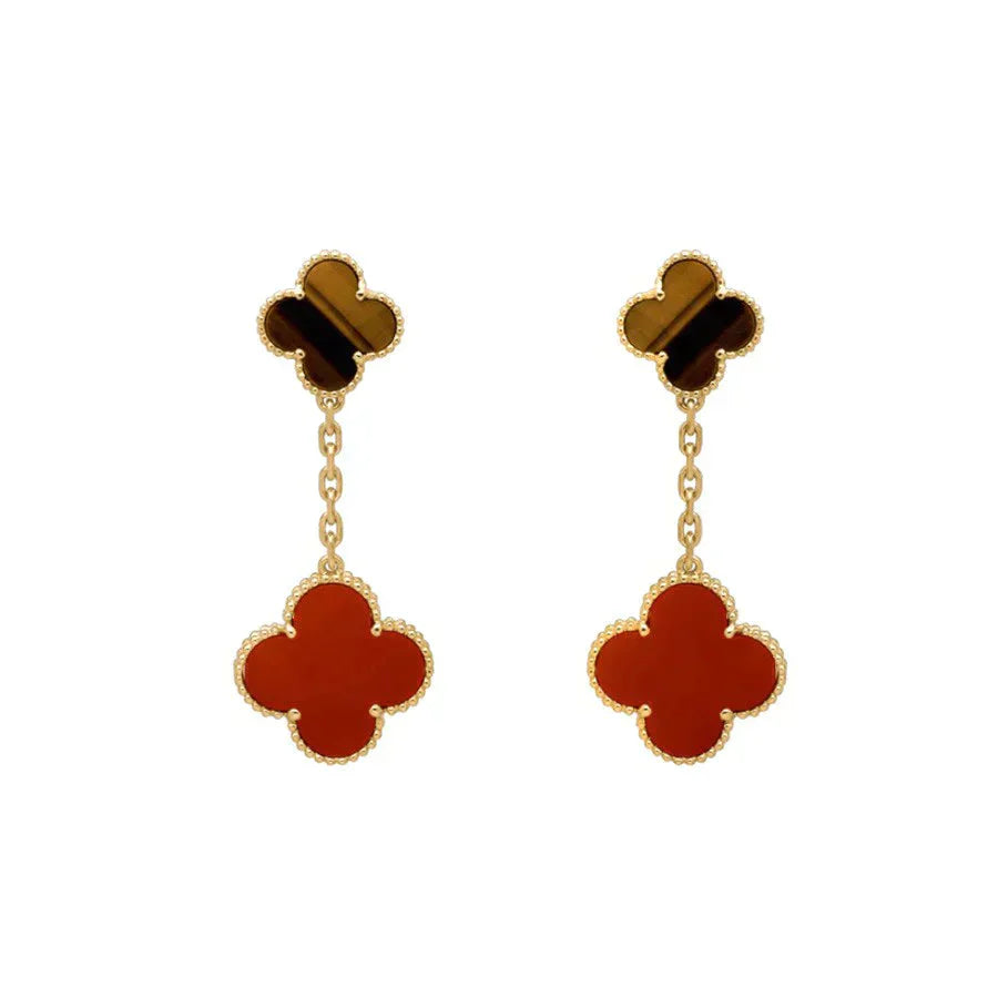 [Demi jewelry]CLOVER  2 MOTIF  TIGER EYE CARNELIAN EARRINGS