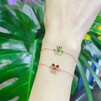 [Demi jewelry]FRIVOLE GOLD FLOWER PINK MALACHITE BRACELET