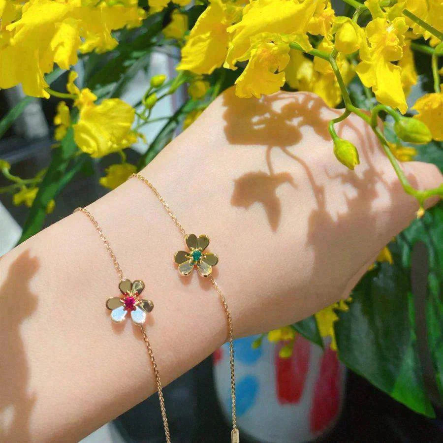 [Demi jewelry]FRIVOLE GOLD FLOWER PINK MALACHITE BRACELET