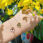 [Demi jewelry]FRIVOLE GOLD FLOWER PINK MALACHITE BRACELET