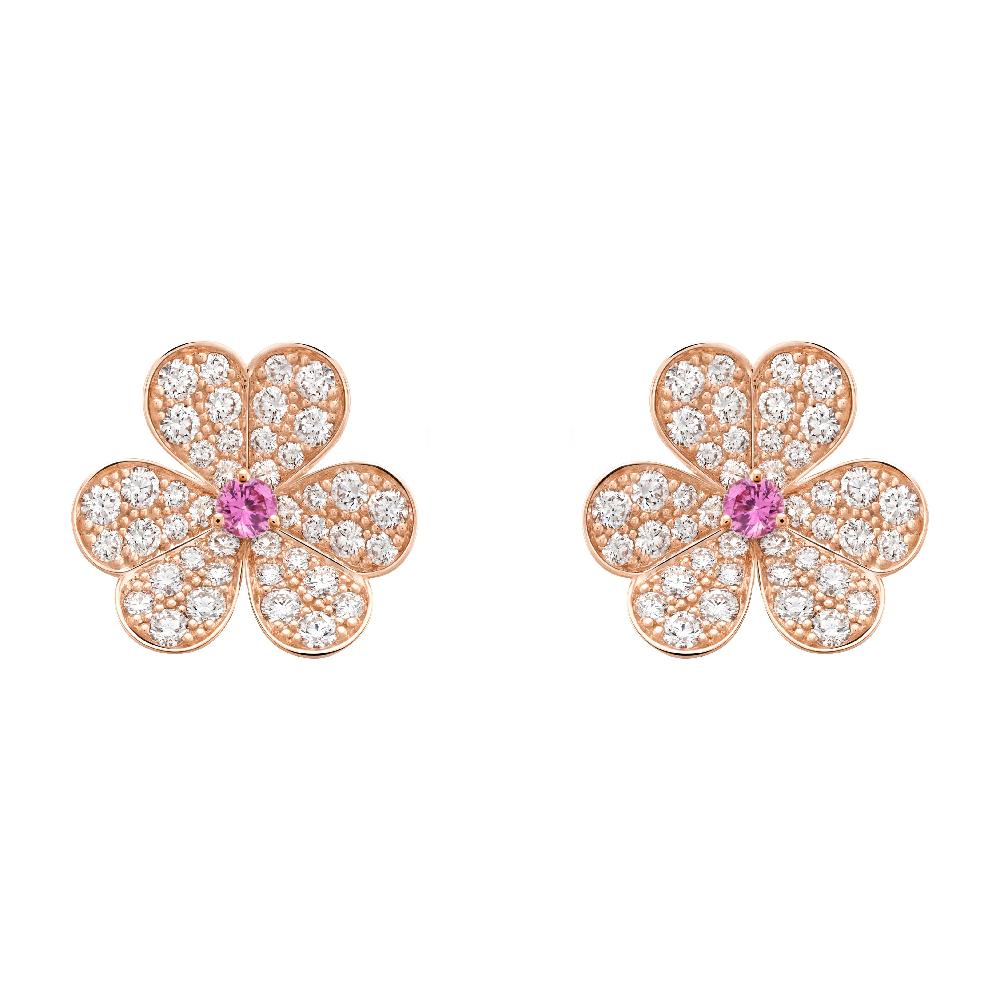 [Demi jewelry]FRIVOLE PINK GOLD FLOWER DIAMOND EARRINGS